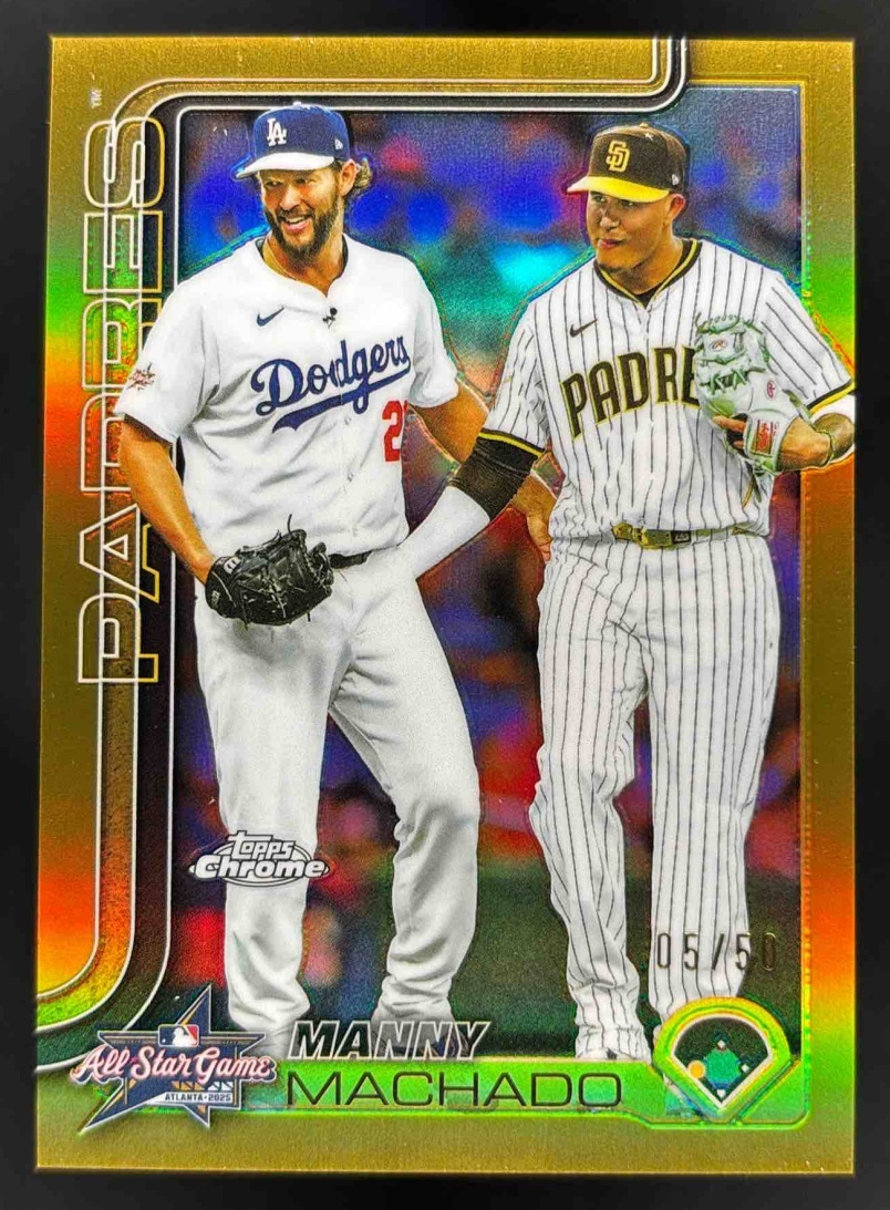 Card image for 2025 Topps Chrome Update Manny Machado All-Star Variation Gold Refractor /50