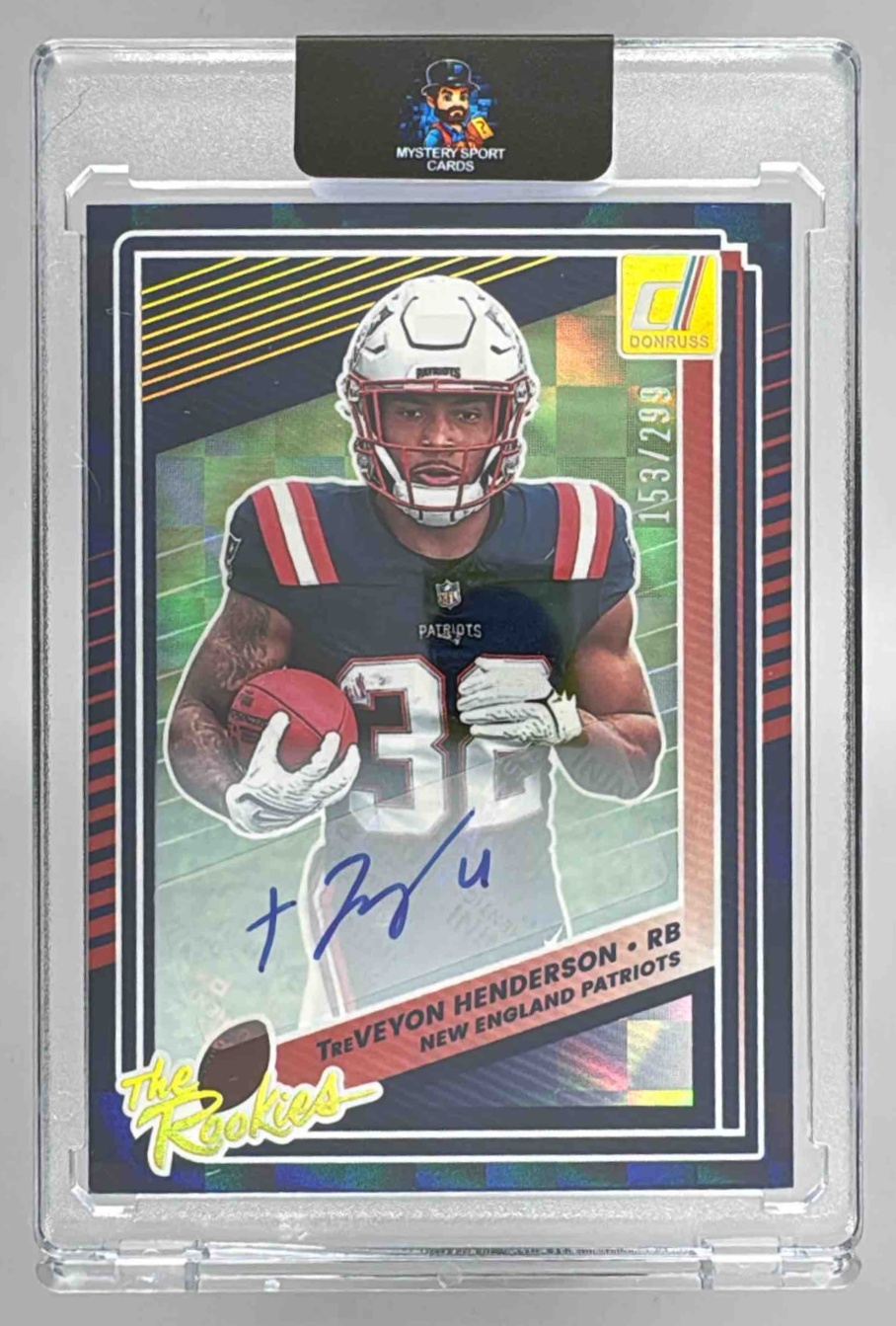 Card image for 2025 Panini Football Donruss TreVeyon Henderson The Rookies Auto /299 #16 RC