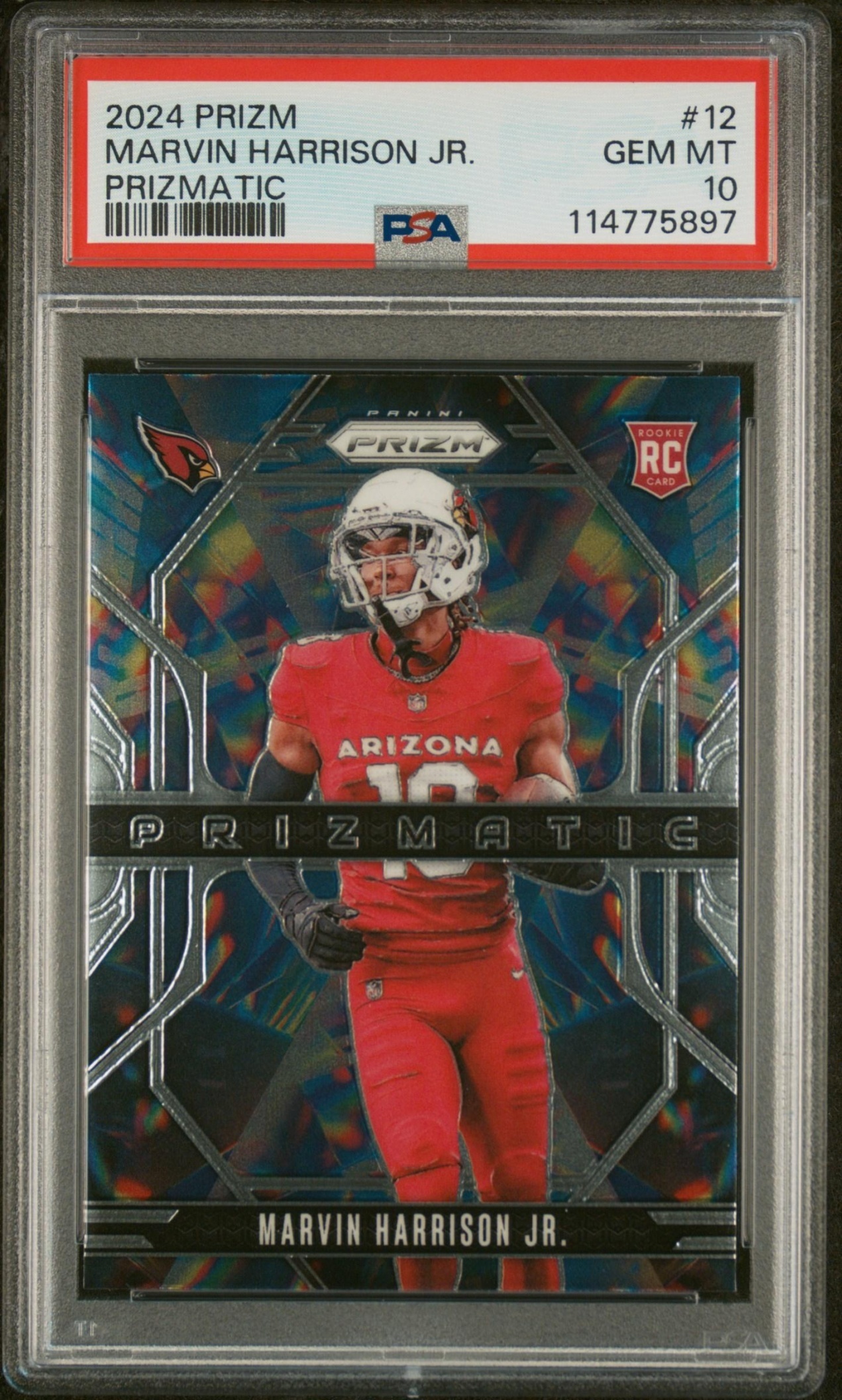 Card image for 2024 Panini Prizm Marvin Harrison Jr. Prizmatic #12 RC Cardinals