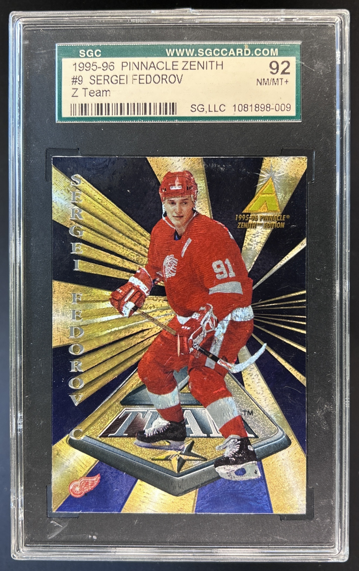 Card image for 1995 PINNACLE ZENITH SERGEI FEDOROV #9 Z TEAM SGC 8.5 DETROIT RED WINGS