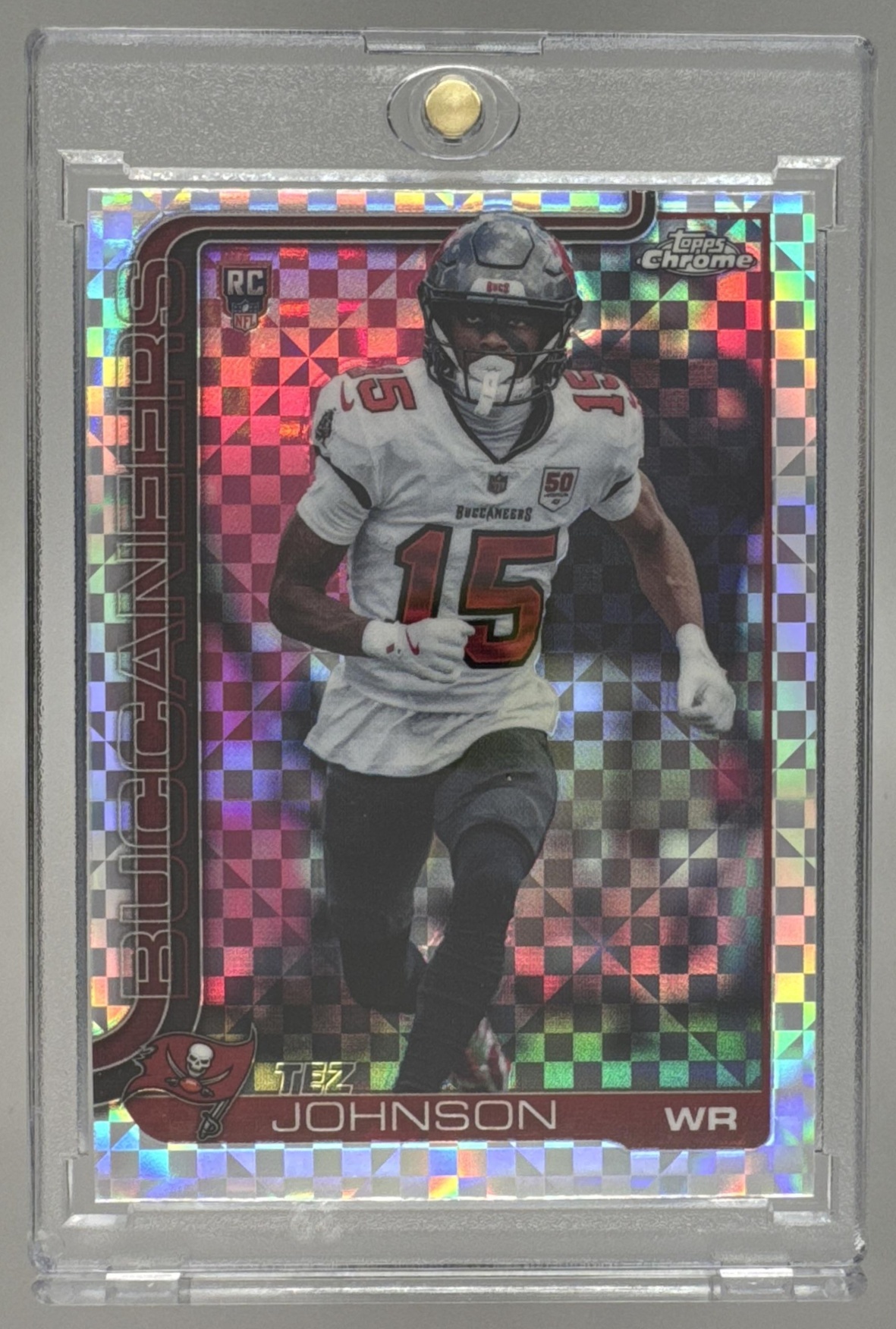 Card image for 2025 Topps Football Chrome Tez Johnson Rookie #342 RC Tampa Bay Buccaneers