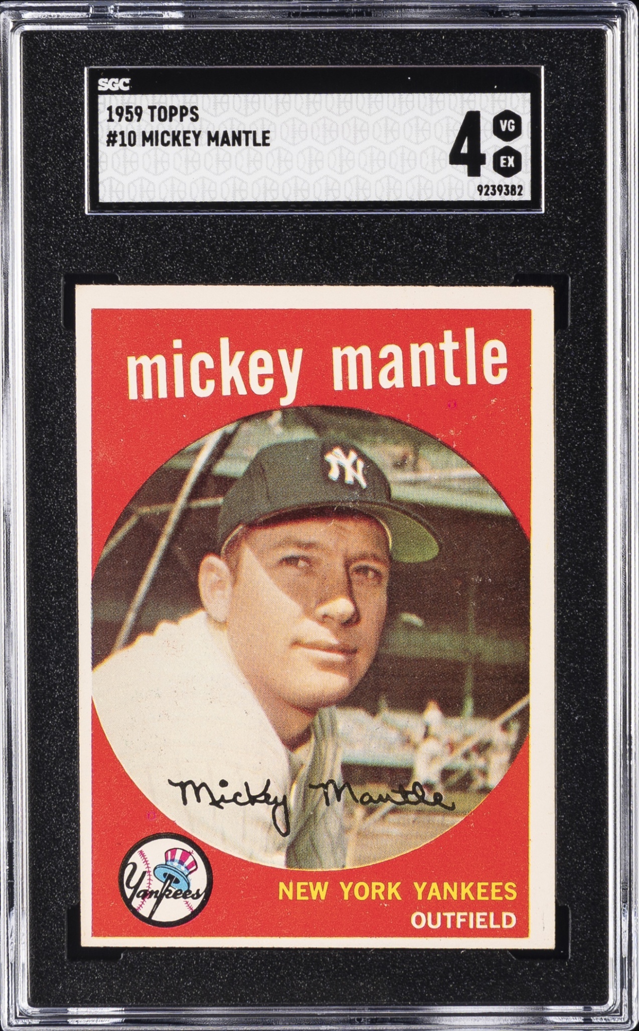1959 Topps Baseball Mickey Mantle #10 New York Yankees SGC 4