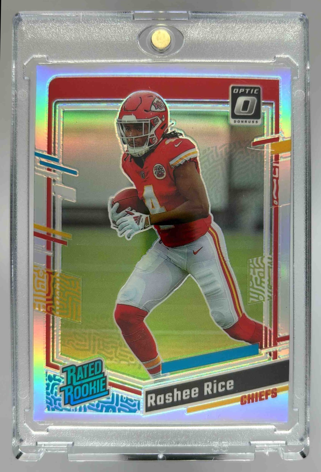 Card image for 2023 Panini Donruss Optic Rashee Rice Holo Prizm #257 RC Rated Rookie Chiefs
