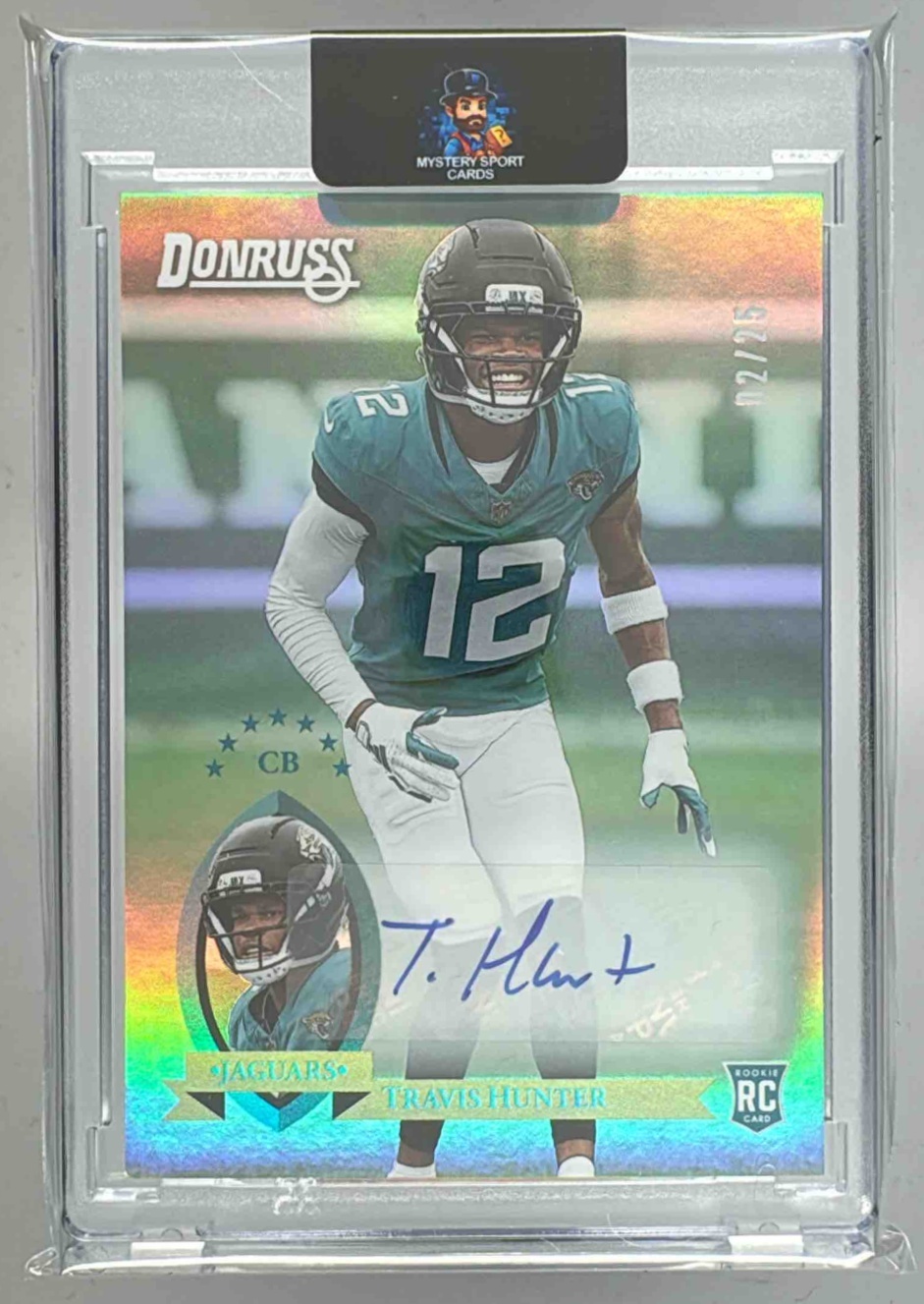 Card image for 2025 Panini Football Donruss Travis Hunter White Hot Rookies /25 #5 RC Auto