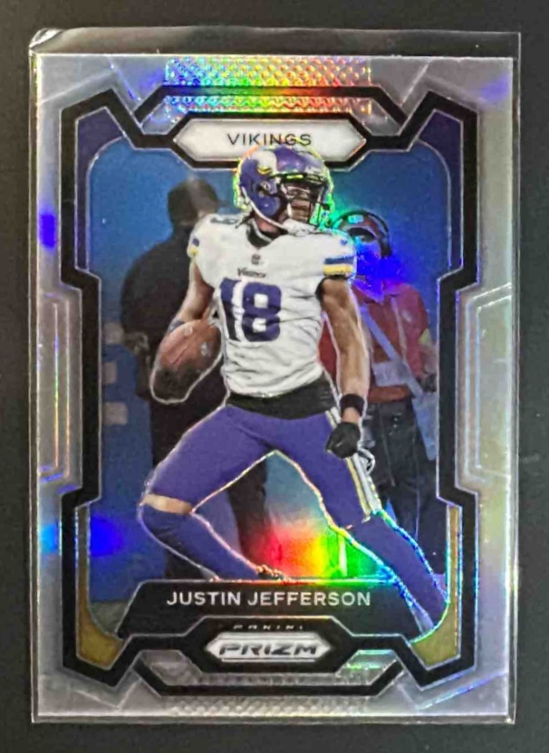 Card image for 2023 Panini Prizm Justin Jefferson #195 Silver Vikings