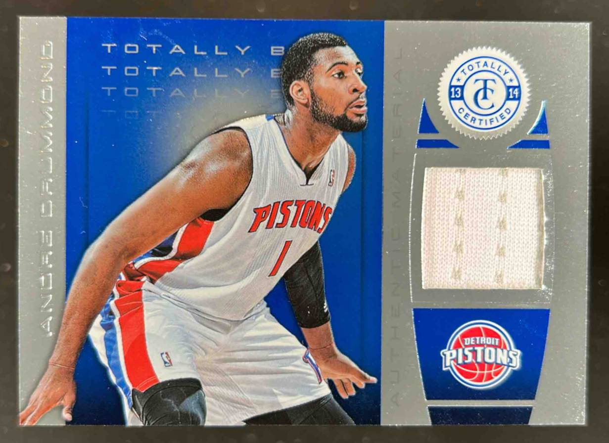 Card image for 2013-14 Panini Totally Certified Andre Drummond Materials Blue 66 /99 #55