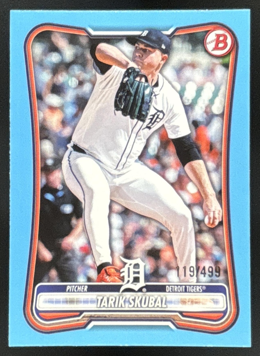 Card image for Tarik Skubal 2026 Bowman Sky Blue Border /499 Detroit Tigers