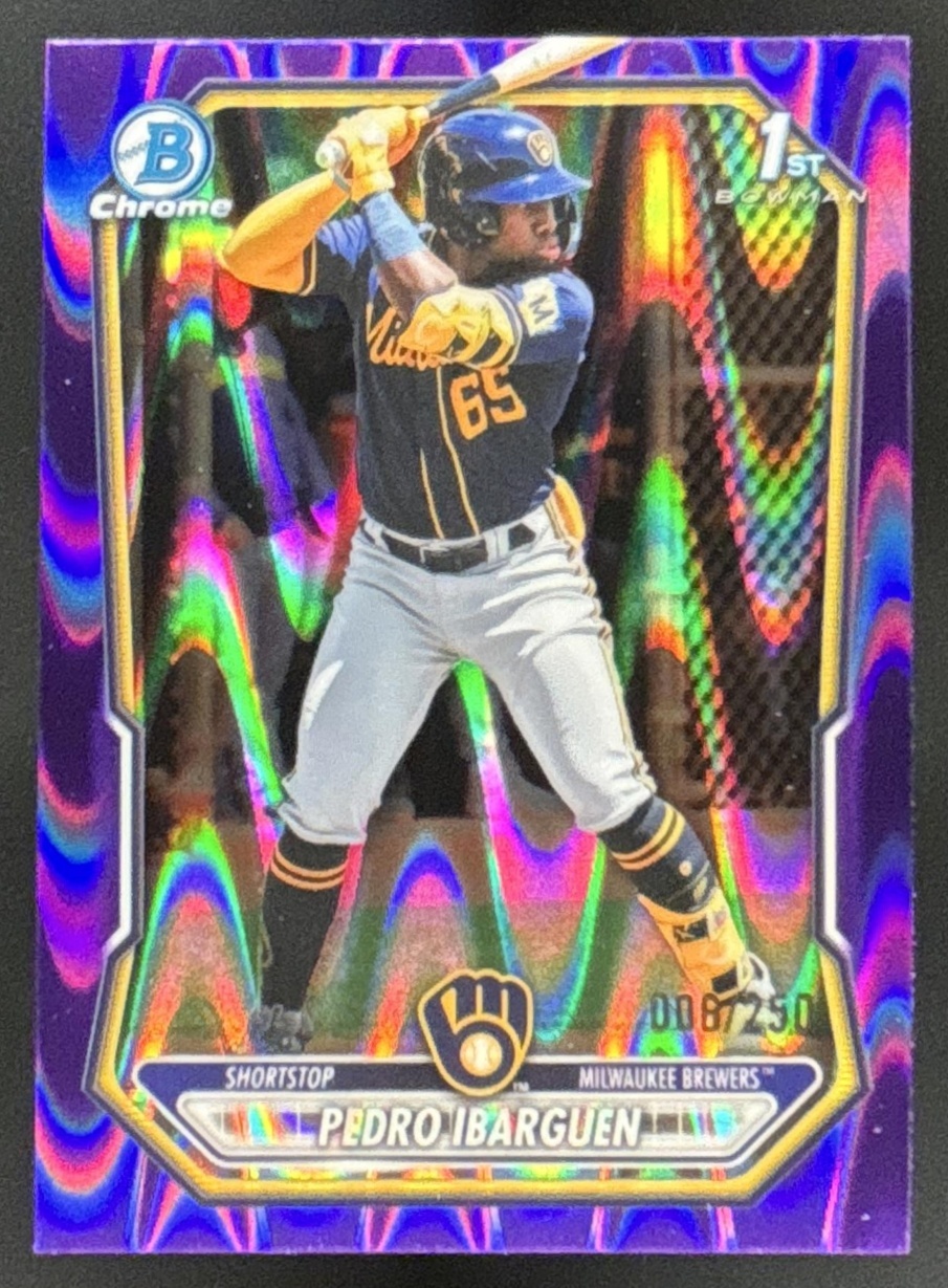 Card image for 2026 Bowman Pedro Ibarguen Chrome Purple RayWave Refractor /250 1st Prospect