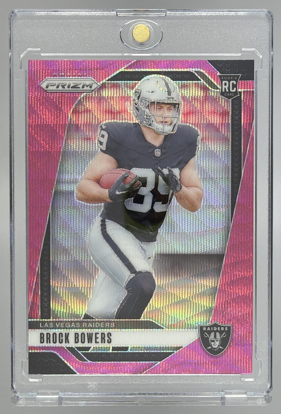 Card image for 2024 Panini Football Prizm Brock Bowers Pink Wave #315 RC Las Vegas Raiders