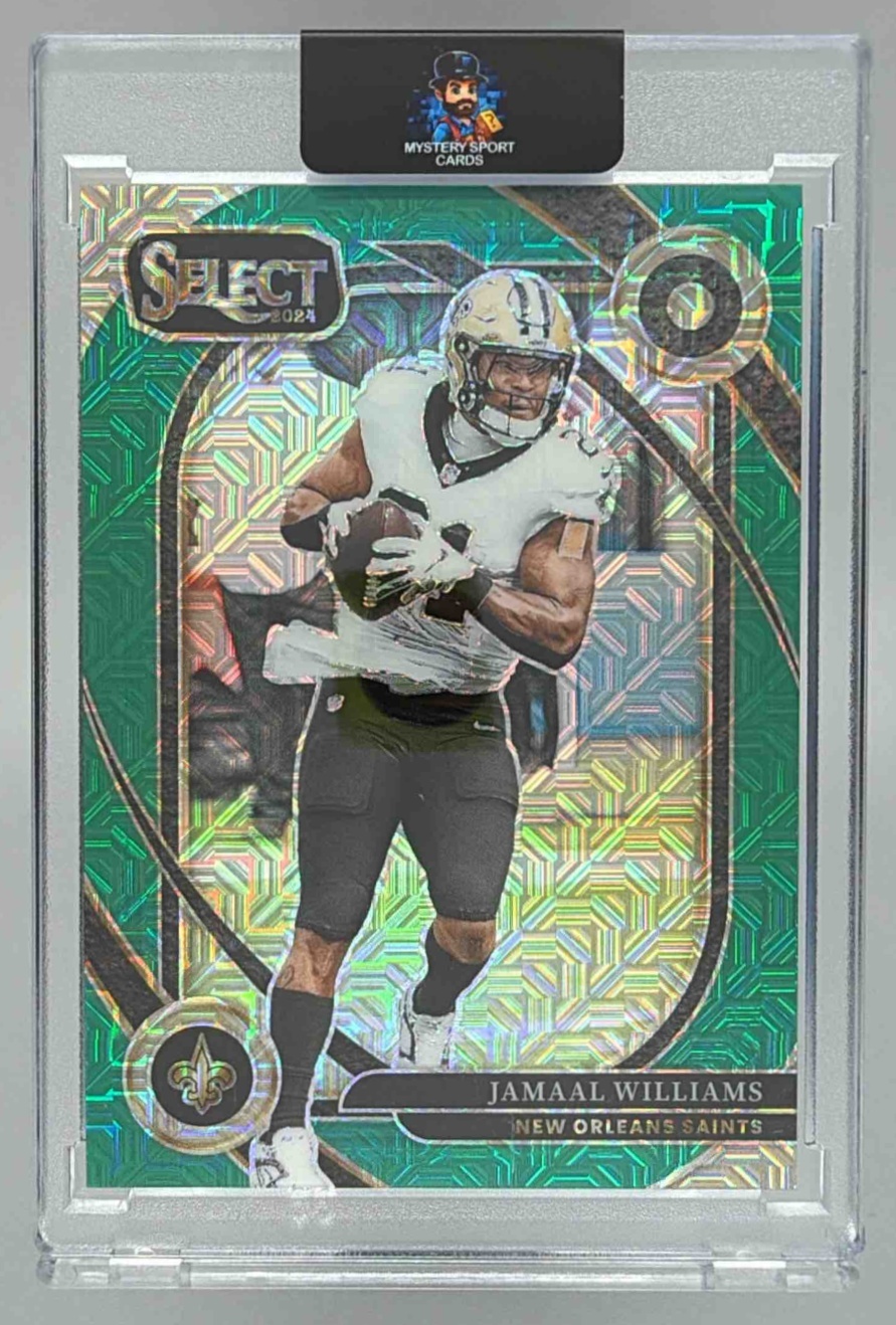 Card image for 2024 Panini Select Jamaal Williams Club Green Prizm /5 #266 Saints