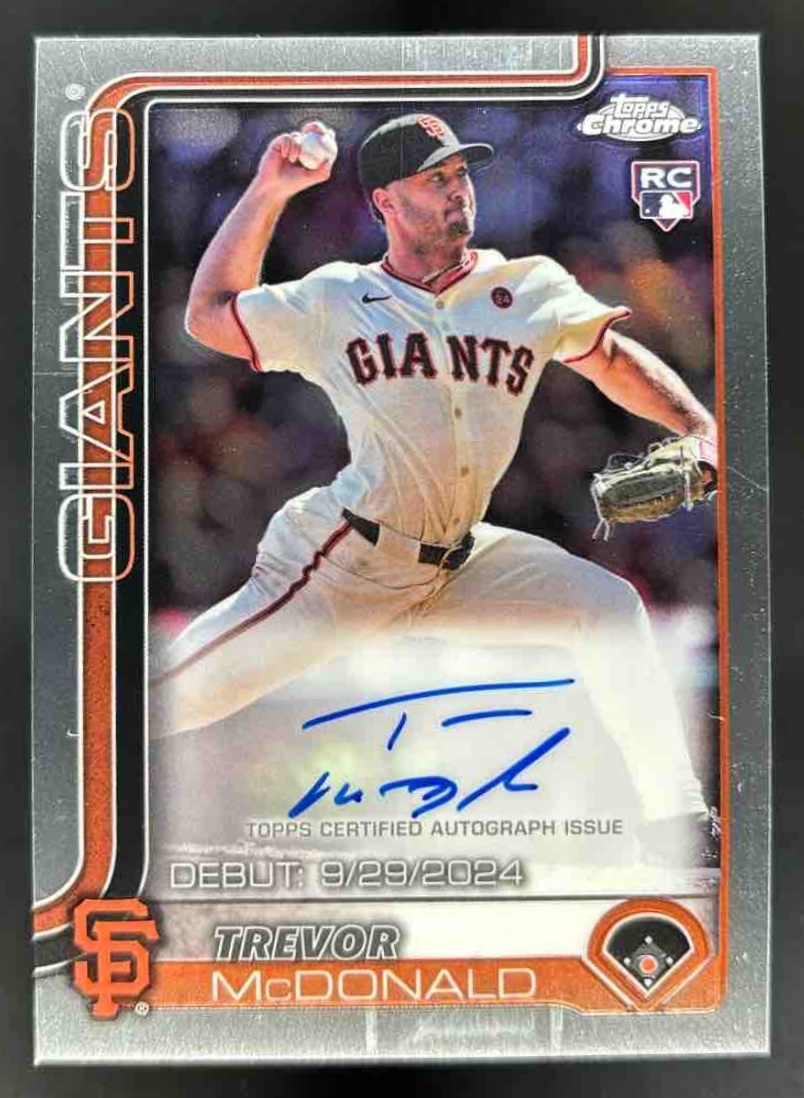 Card image for 2025 Topps Chrome Update Trevor McDonald Rookie Debut Auto #CRDA-TM RC Giants