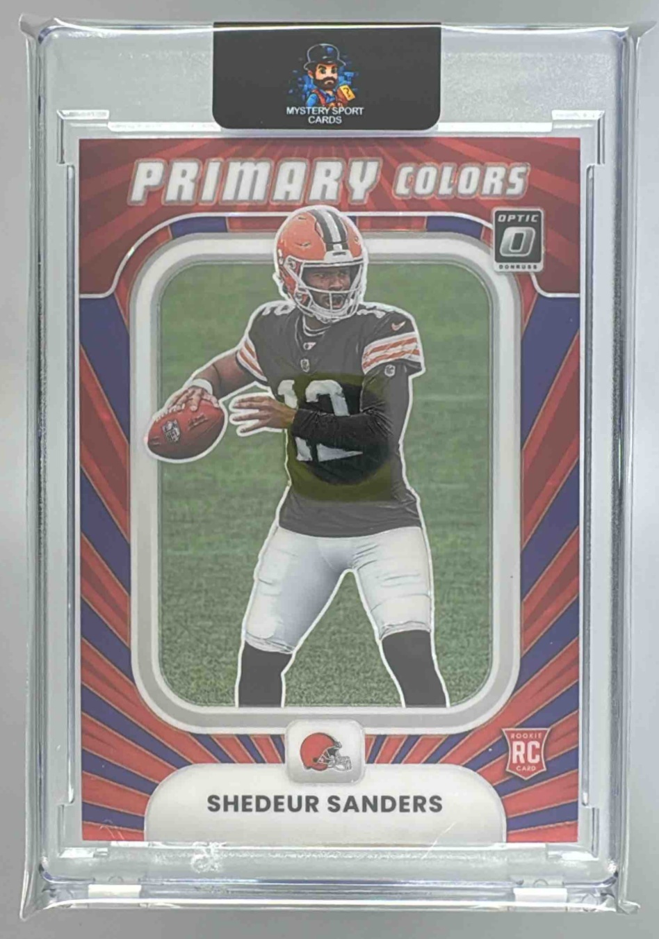 Card image for 2025 Panini Donruss Optic Shedeur Sanders Primary Colors Purple Prizm /25 #19 RC Browns