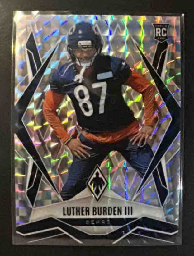 Card image for 2025 Panini Phoenix Luther Burden III #196 Silver Pyramids RC Bears