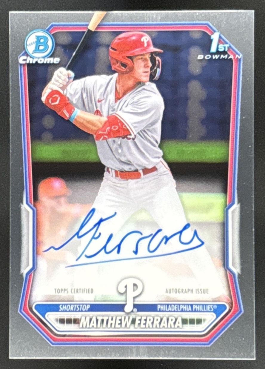 Card image for Matthew Ferrara 2026 Bowman Chrome Prospect Auto Philadelphia Phillies