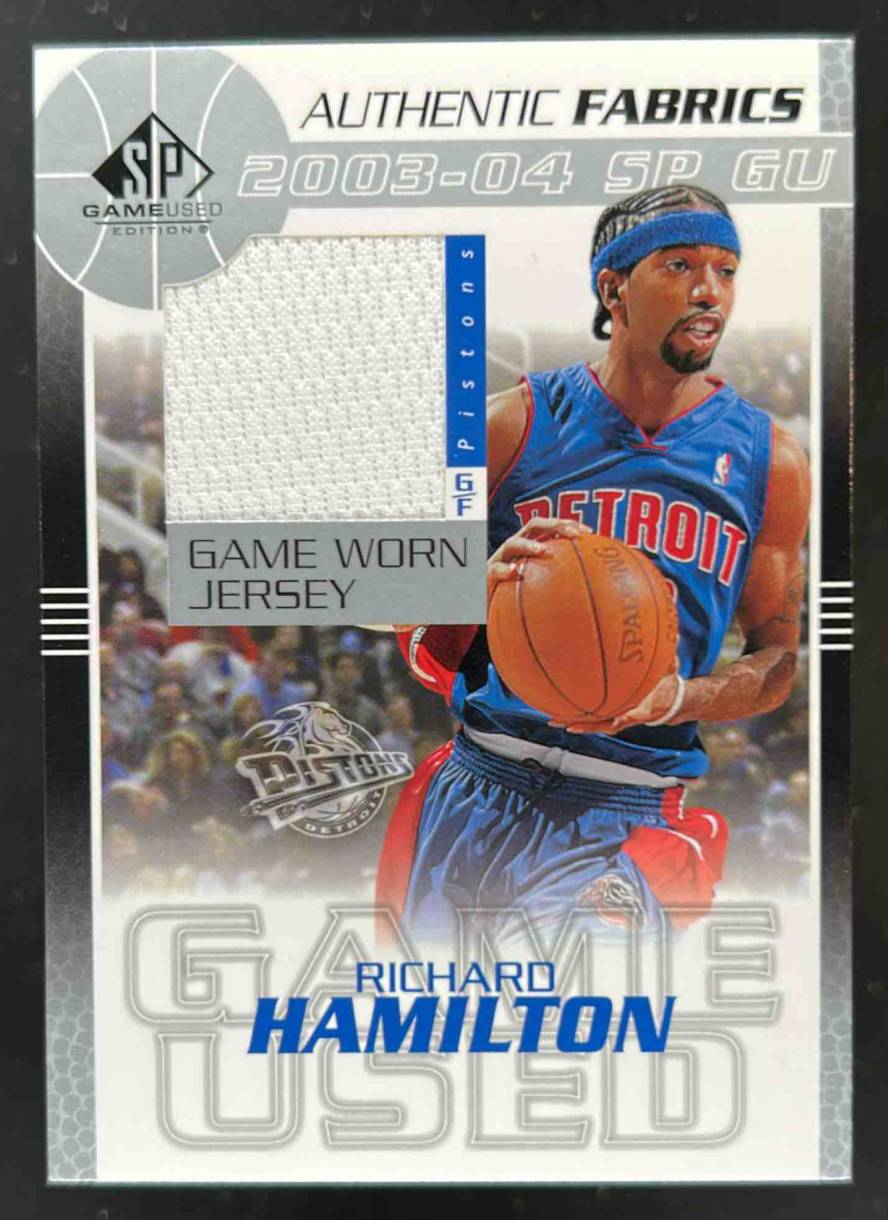 Card image for 2003-04 SP GAME USED RICHARD HAMILTON AUTHENTIC FABRICS #RH-J DETROIT PISTONS