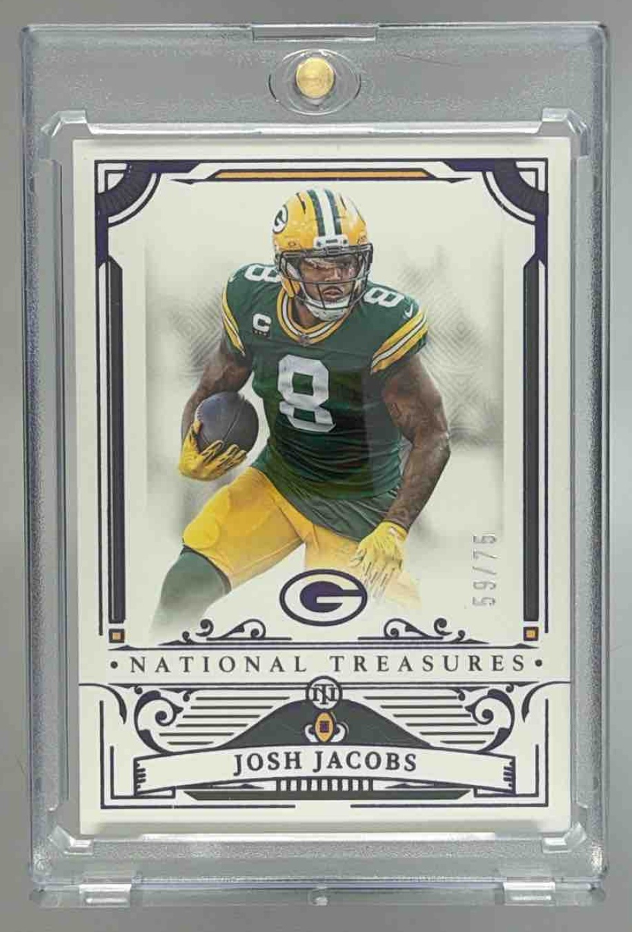 Card image for 2025 Panini Football National Treasures Josh Jacobs /99 #37 Green Bay Packers