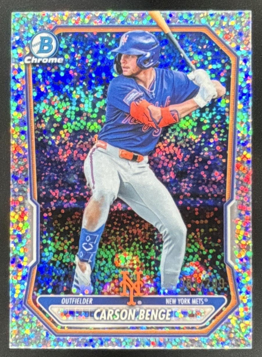 Card image for Carson Benge 2026 Bowman Speckle Refractor /299 Chrome Prospects New York Mets