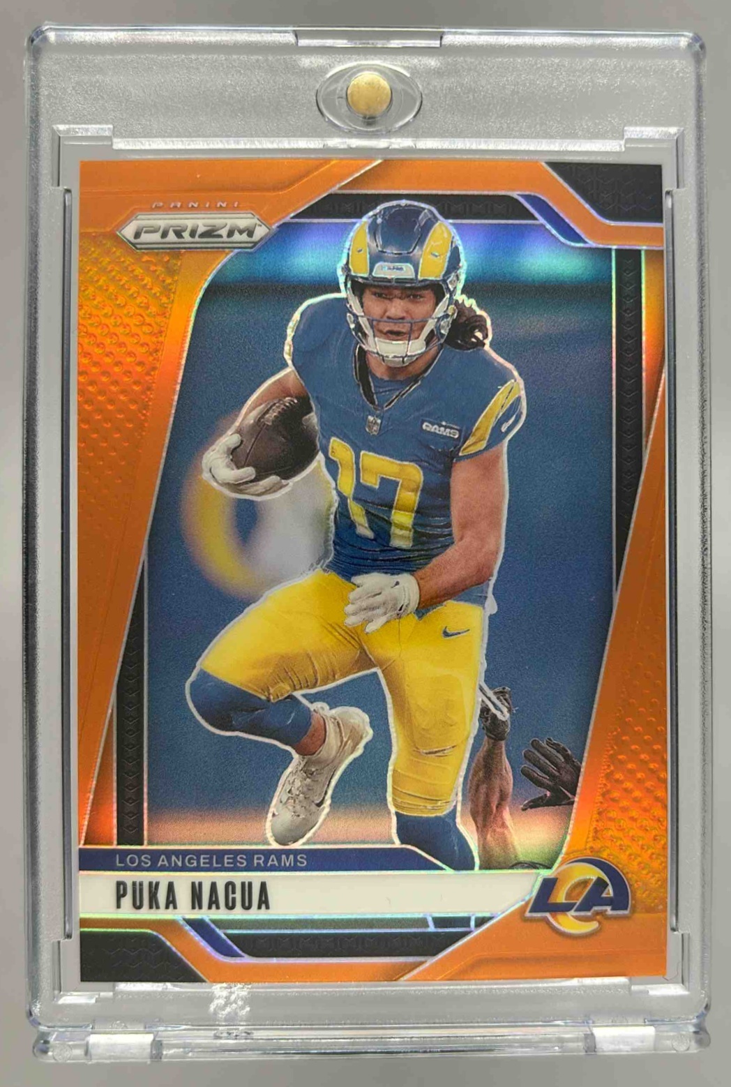 Card image for 2024 Panini Football Prizm Puka Nacua Orange /249 #168 Los Angeles Rams