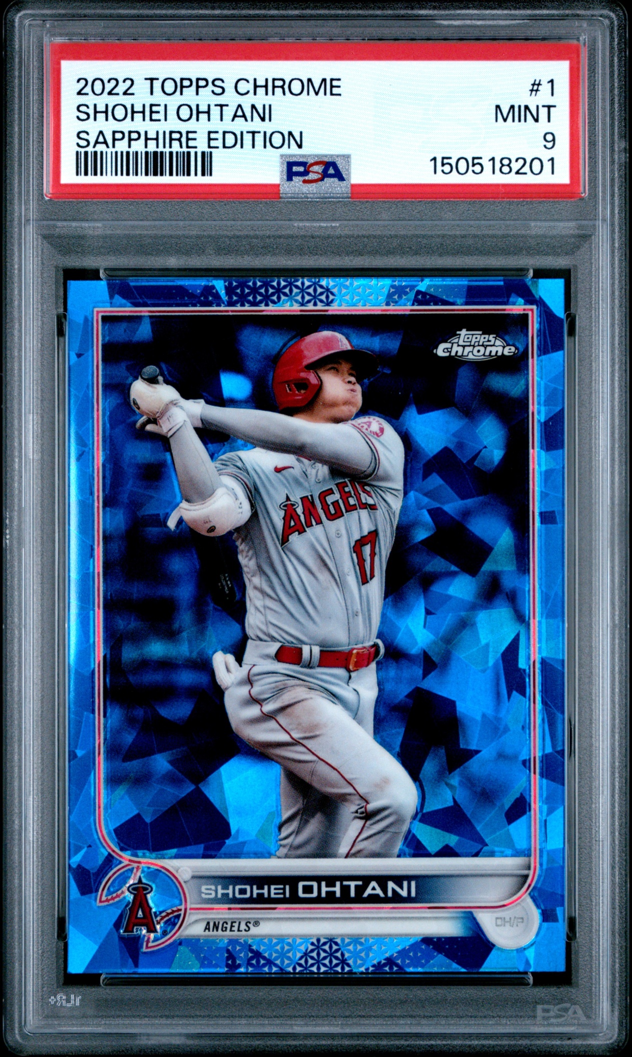 2022 Topps Baseball Chrome Sapphire Shohei Ohtani #1 Los Angeles Angels PSA 9