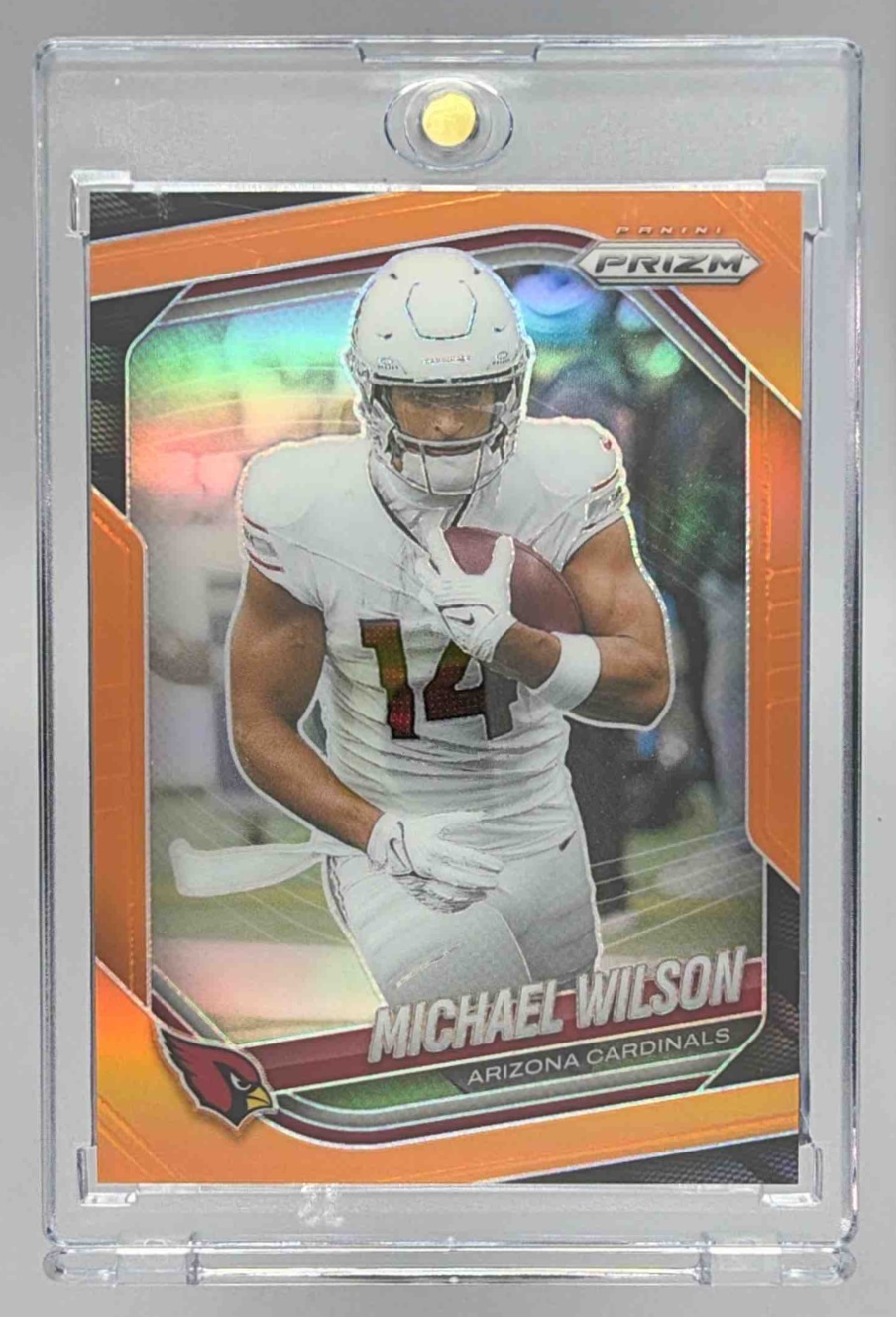 Card image for 2025 Panini Football Prizm Michael Wilson Orange /249 #145 Arizona Cardinals