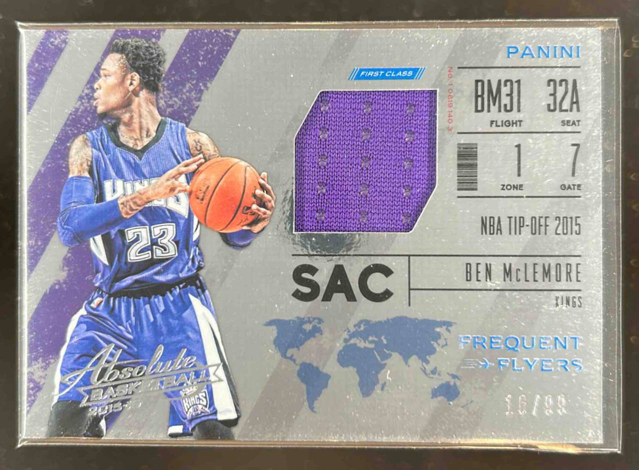 Card image for 2015-16 Panini Absolute Ben McLemore Frequent Flyer Materials /99 #21