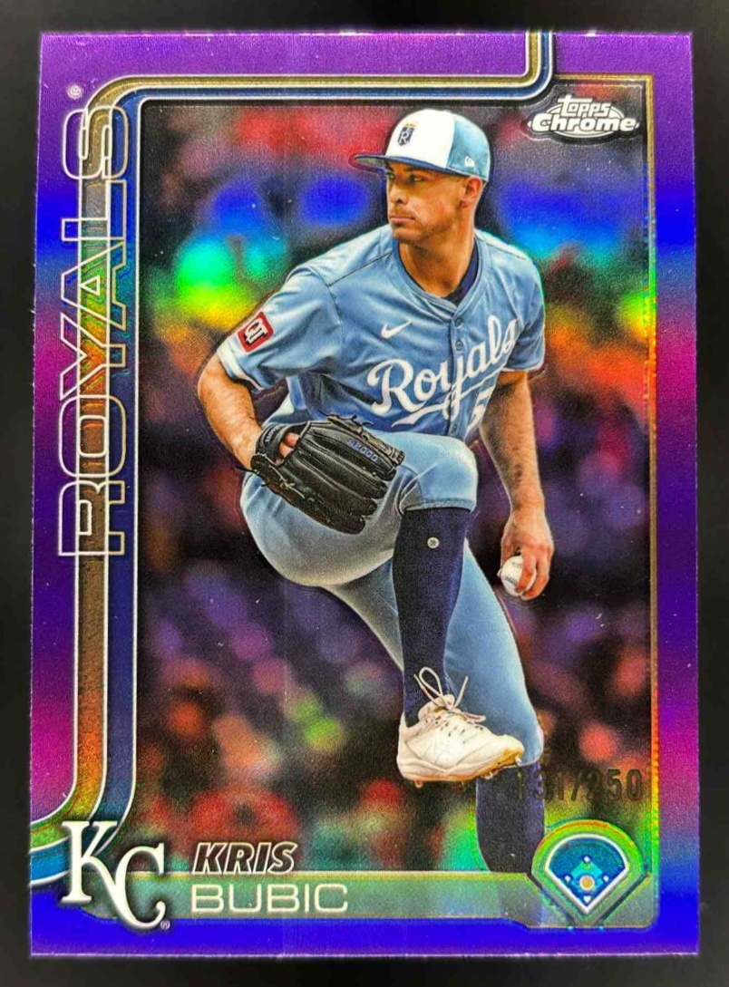 Card image for 2025 Topps Chrome Update Kris Bubic Purple Refractor /250 #USC115 Royals