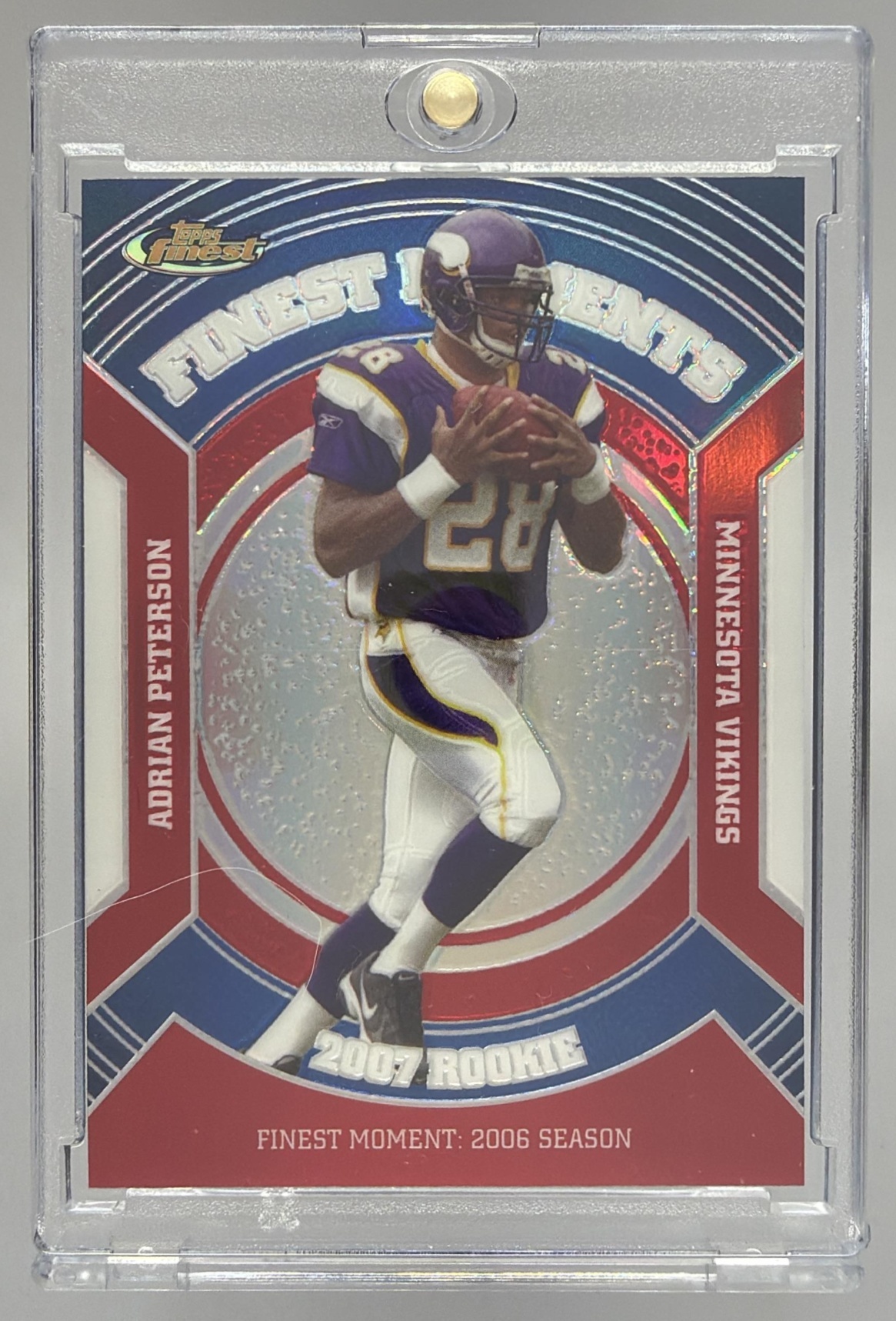 Card image for 2008 Topps Football Finest Adrian Peterson Moments #FM-AP Minnesota Vikings