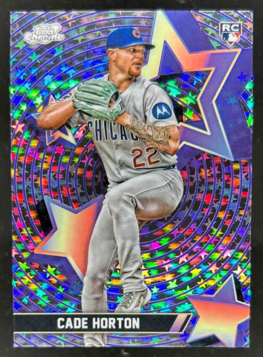 Card image for Cade Horton 2025 Topps Baseball Cosmic Chrome Starfractor RC Chicago Cubs
