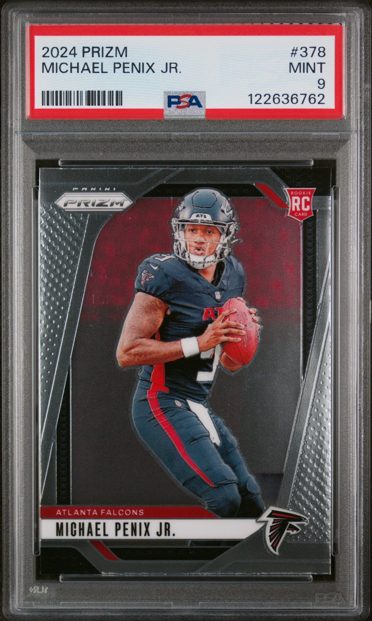 Card image for 2024 Panini Prizm Michael Penix Jr. Red White and Blue #378 RC Falcons