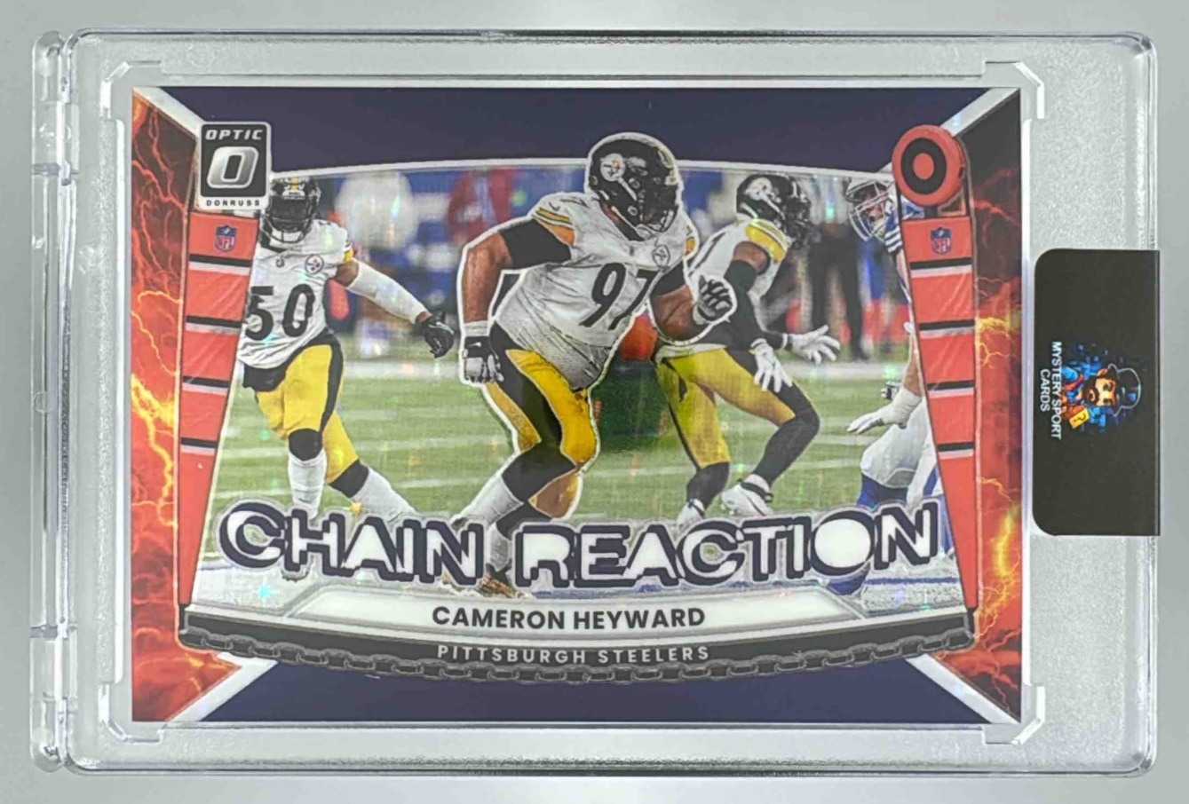 Card image for 2025 Panini Donruss Optic Cameron Heyward Chain Reaction Purple Stars Prizm /25 #1 Steelers
