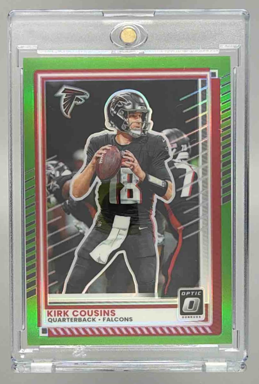 Card image for 2025 Panini Donruss Optic Kirk Cousins Lime Green Prizm /50 #89 Falcons