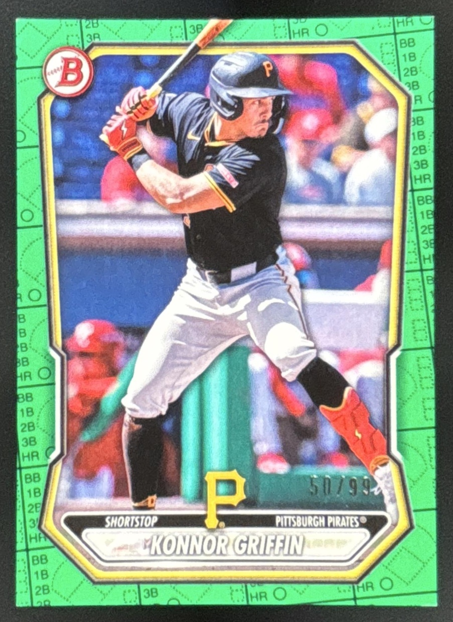 Card image for Konnor Griffin 2026 Bowman Green Pattern /99 Prospects Pittsburgh Pirates