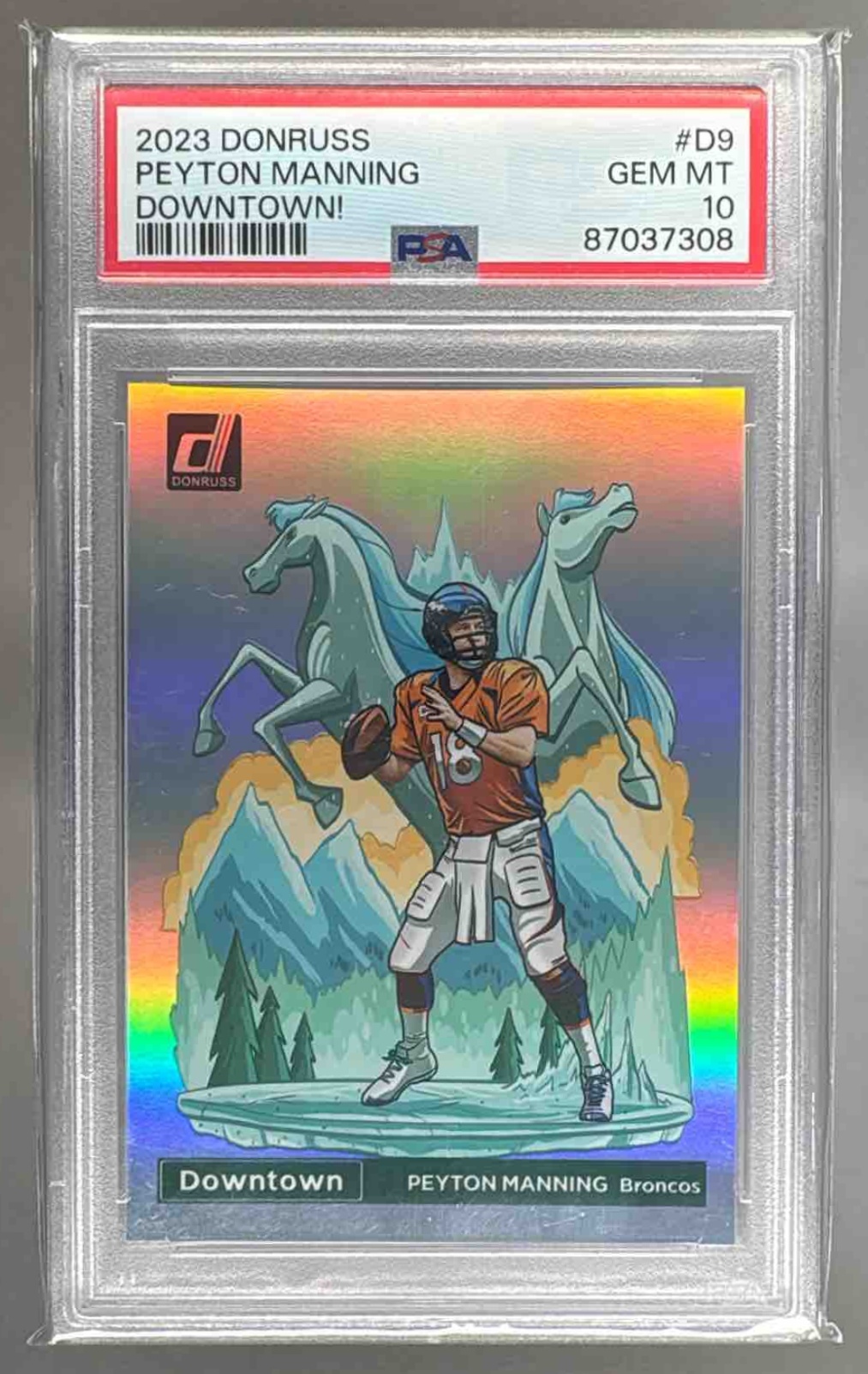 Card image for 2023 Panini Football Donruss Peyton Manning Downtown! SSP #D-9 Denver Broncos