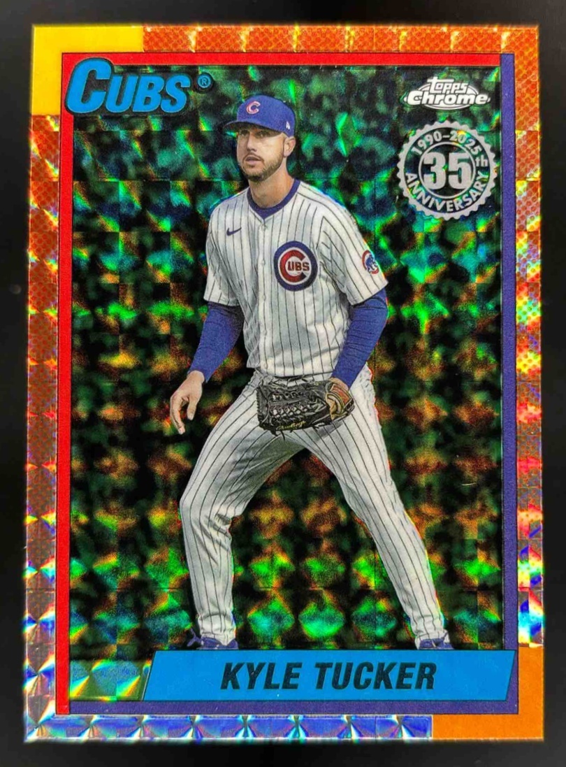 Card image for 2025 Topps Chrome Update Kyle Tucker 1990 Geometric Refractor #90CU-13 Cubs