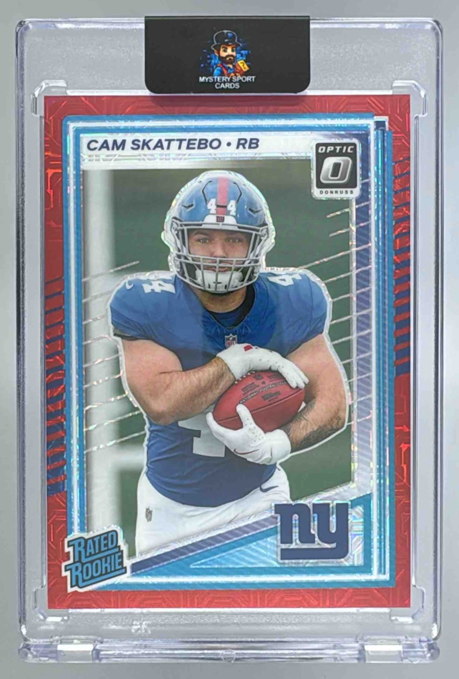 Card image for 2025 Panini Donruss Optic Cam Skattebo Rated Rookie Blue Scope Prizm #228 Giants