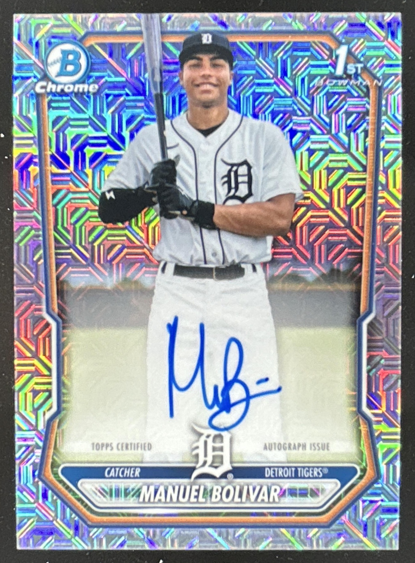 Card image for Manuel Bolivar 2026 Bowman Chrome Mega Box Prospects Auto Mojo Refractor