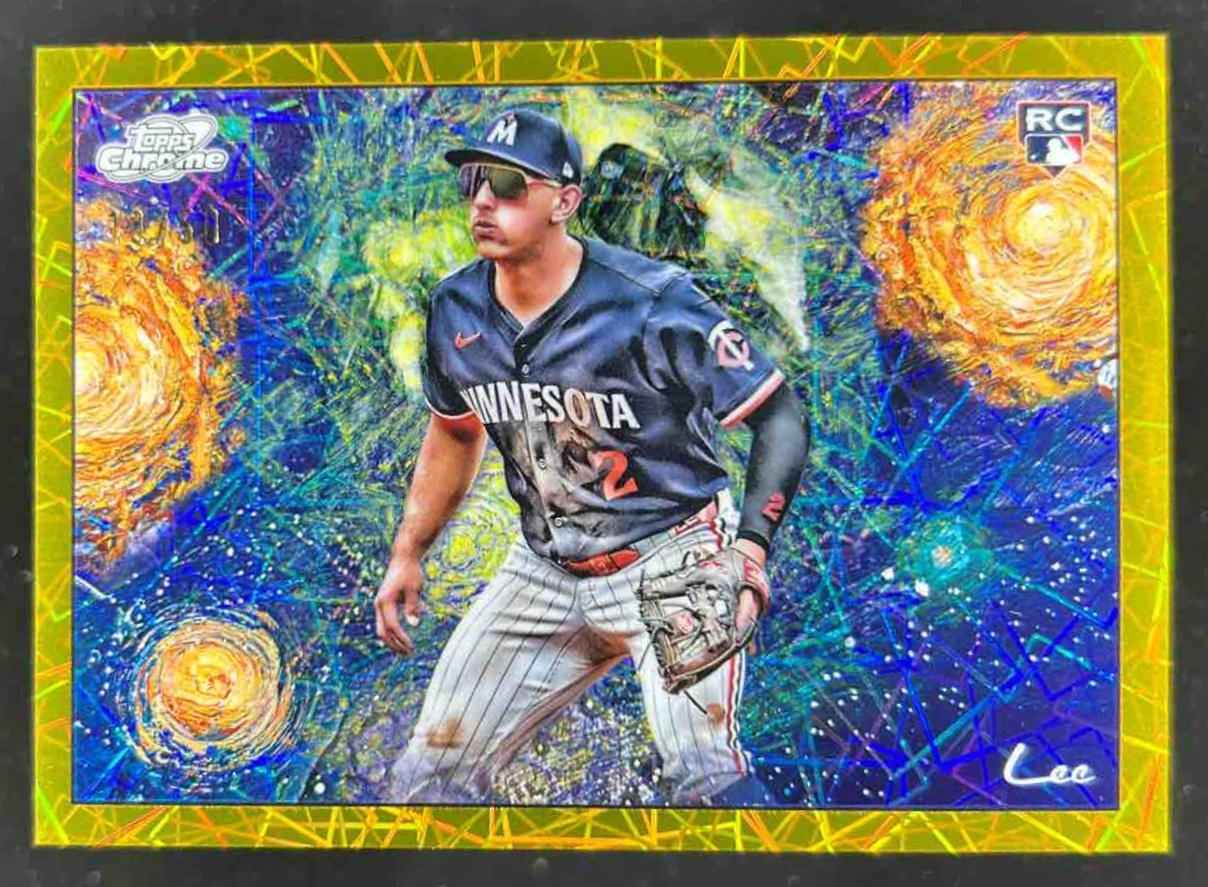 Card image for Brooks Lee 2025 Topps Cosmic Chrome Stars in the Night Gold /50
