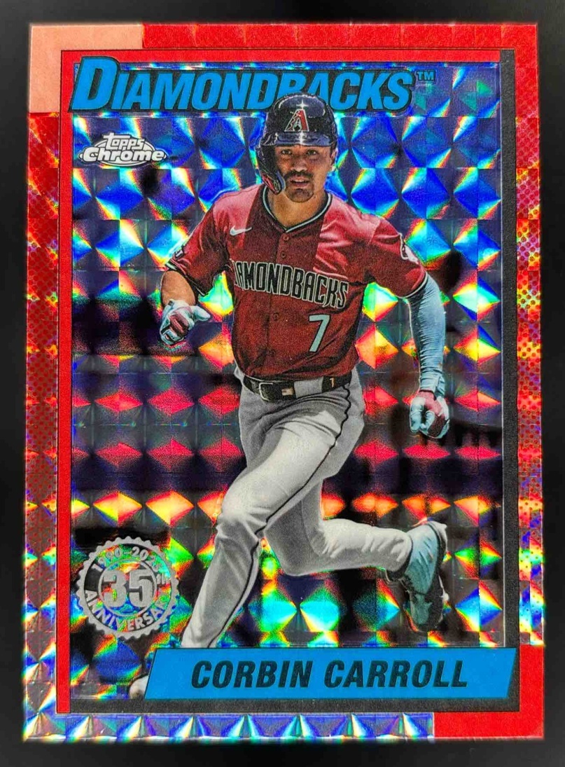 Card image for 2025 Topps Chrome Update Corbin Carroll 1990 Geometric Refractor