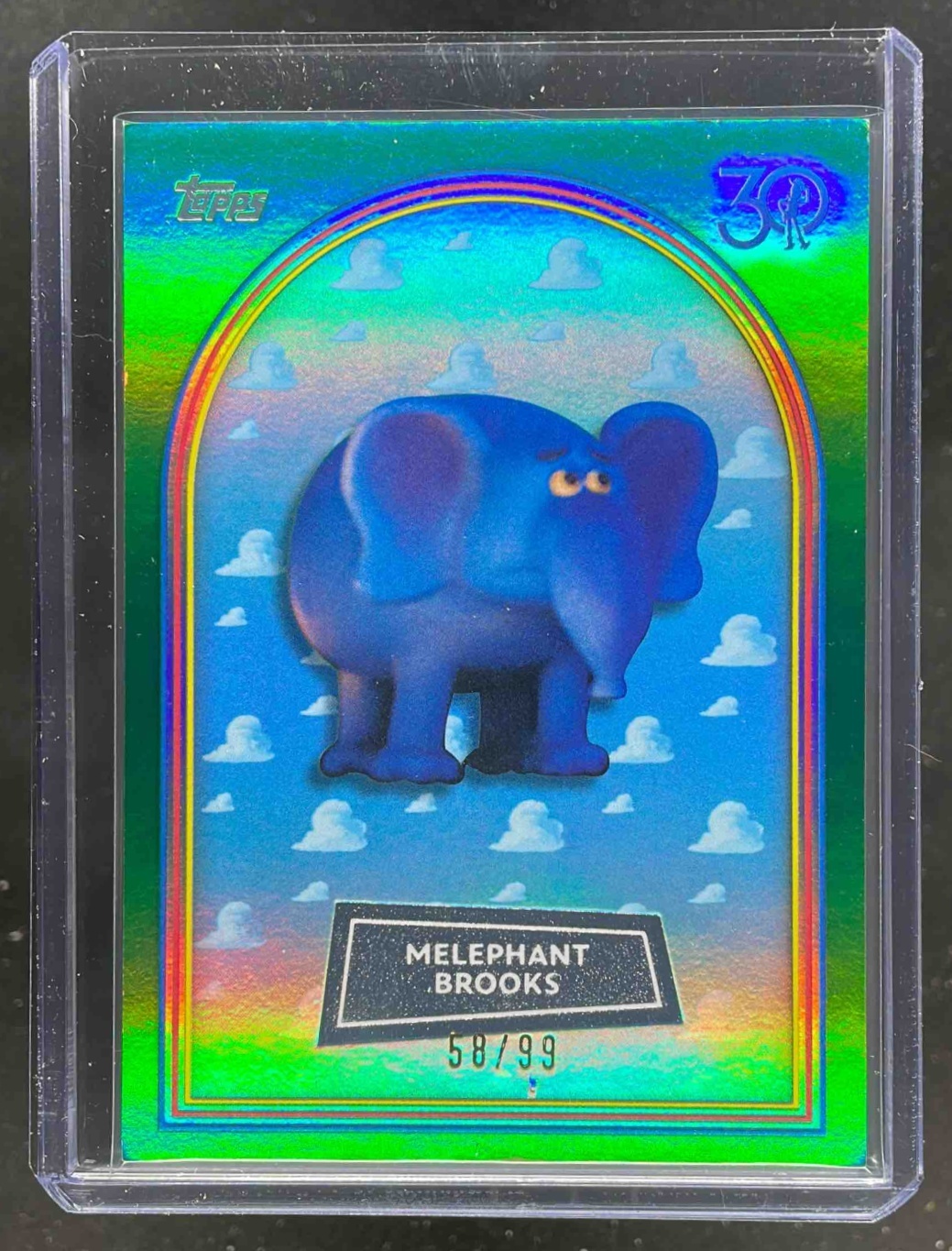 Card image for Melephant Brooks 2025 Topps 30 Years of Toy Story Green Foil /99 #87