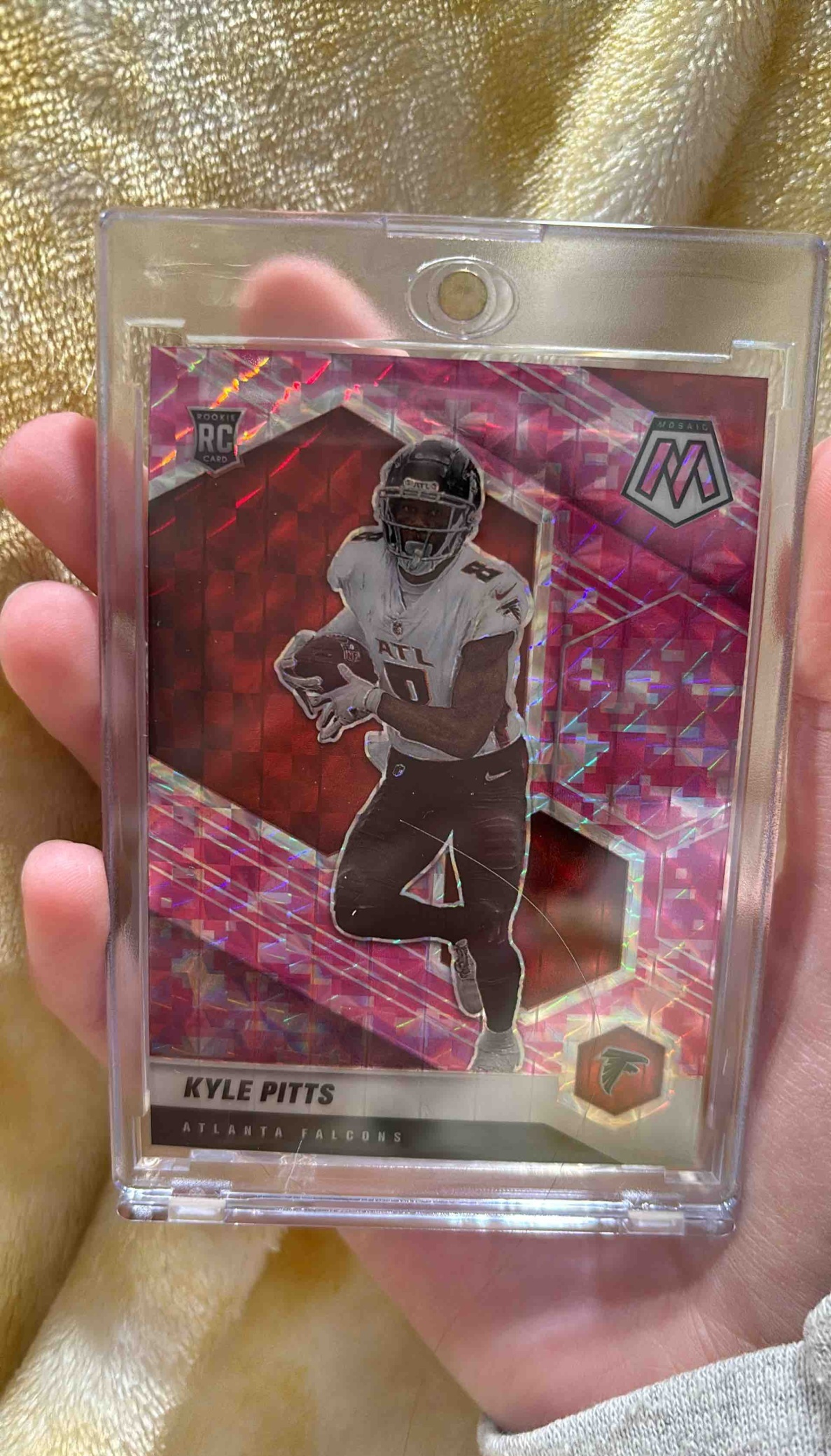 Card image for 2021 Panini Football Mosaic Kyle Pitts Prizm Camo Pink #311 RC Atlanta Falcons