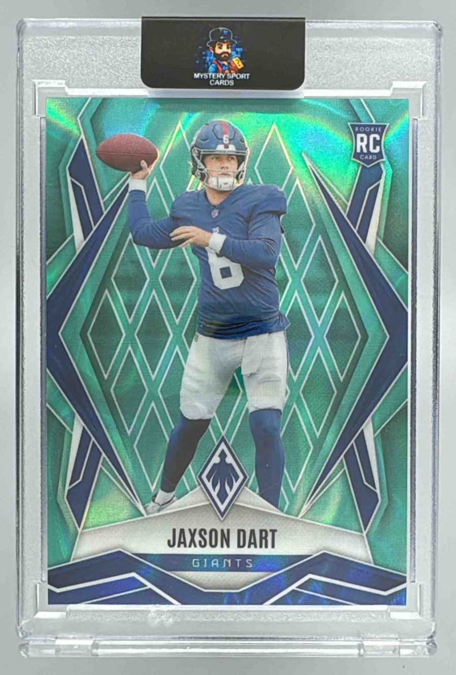 Card image for 2025 Panini Football Phoenix Jaxson Dart Teal Lava /175 #200 RC New York Giants