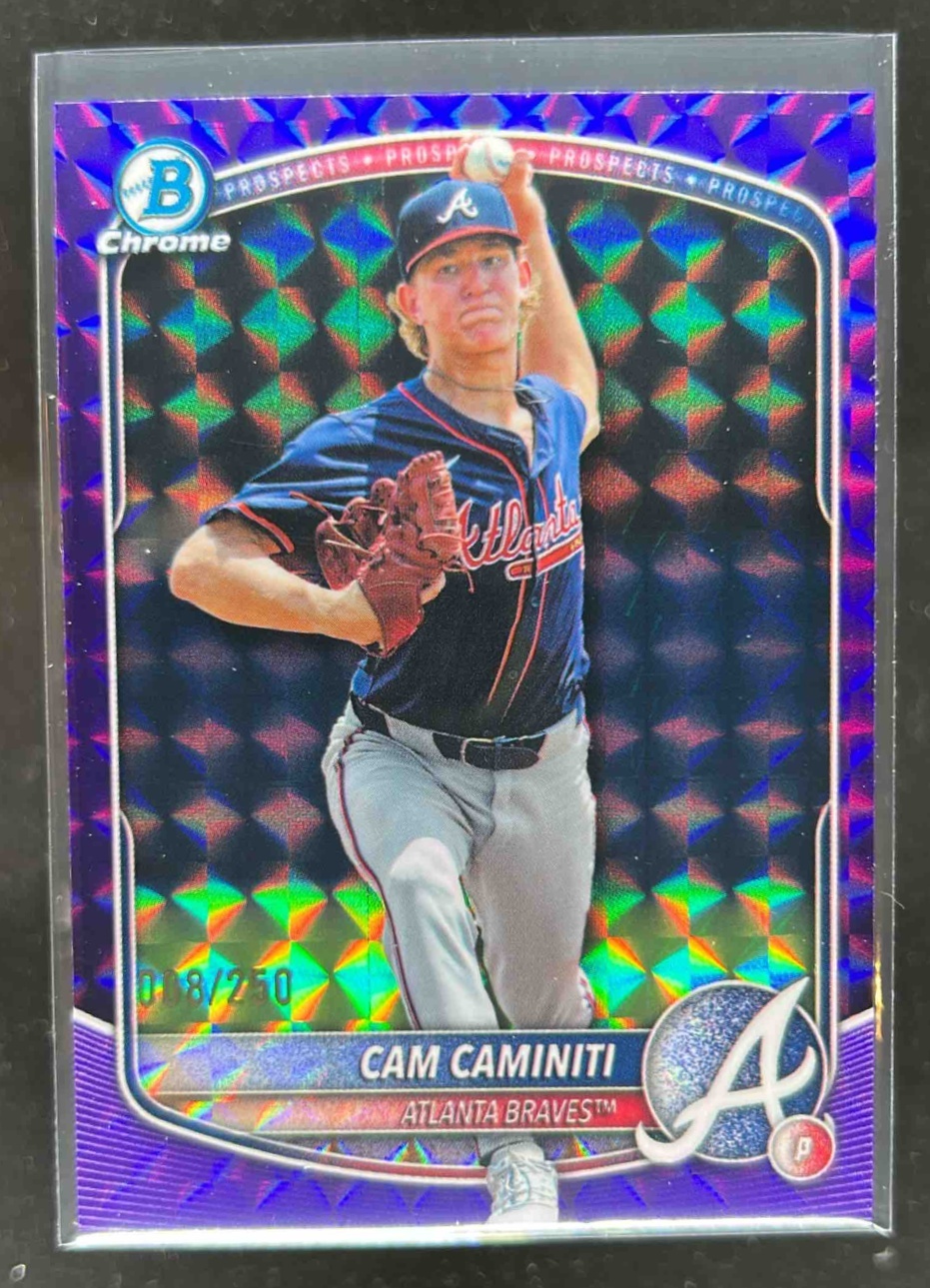 Card image for Cam Caminiti 2025 Bowman Draft Chrome Purple Geometric Refractor /250