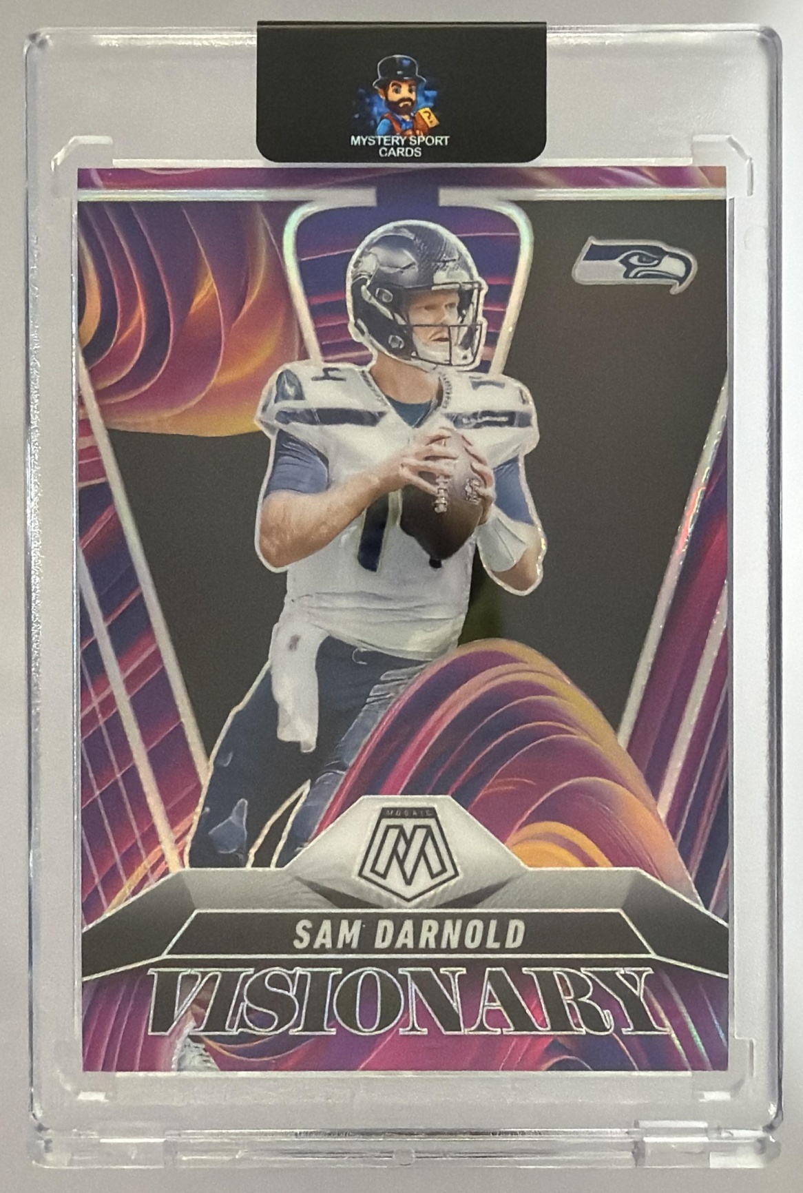 Card image for 2025 Panini Football Mosaic Sam Darnold Visionary #22 Seattle Seahawks