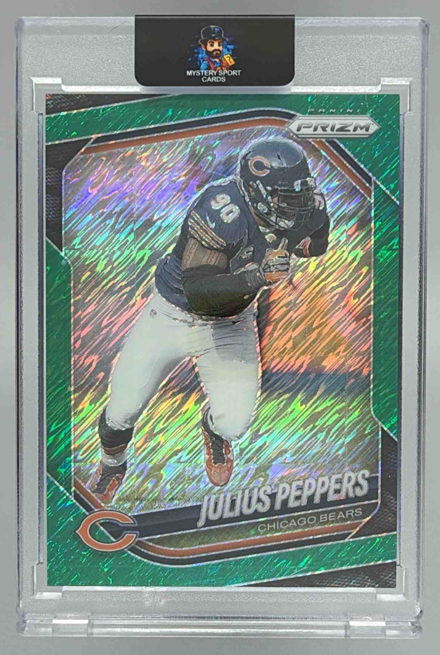 Card image for 2025 Panini Football Prizm Julius Peppers Green Shimmer /5 #296 Chicago Bears