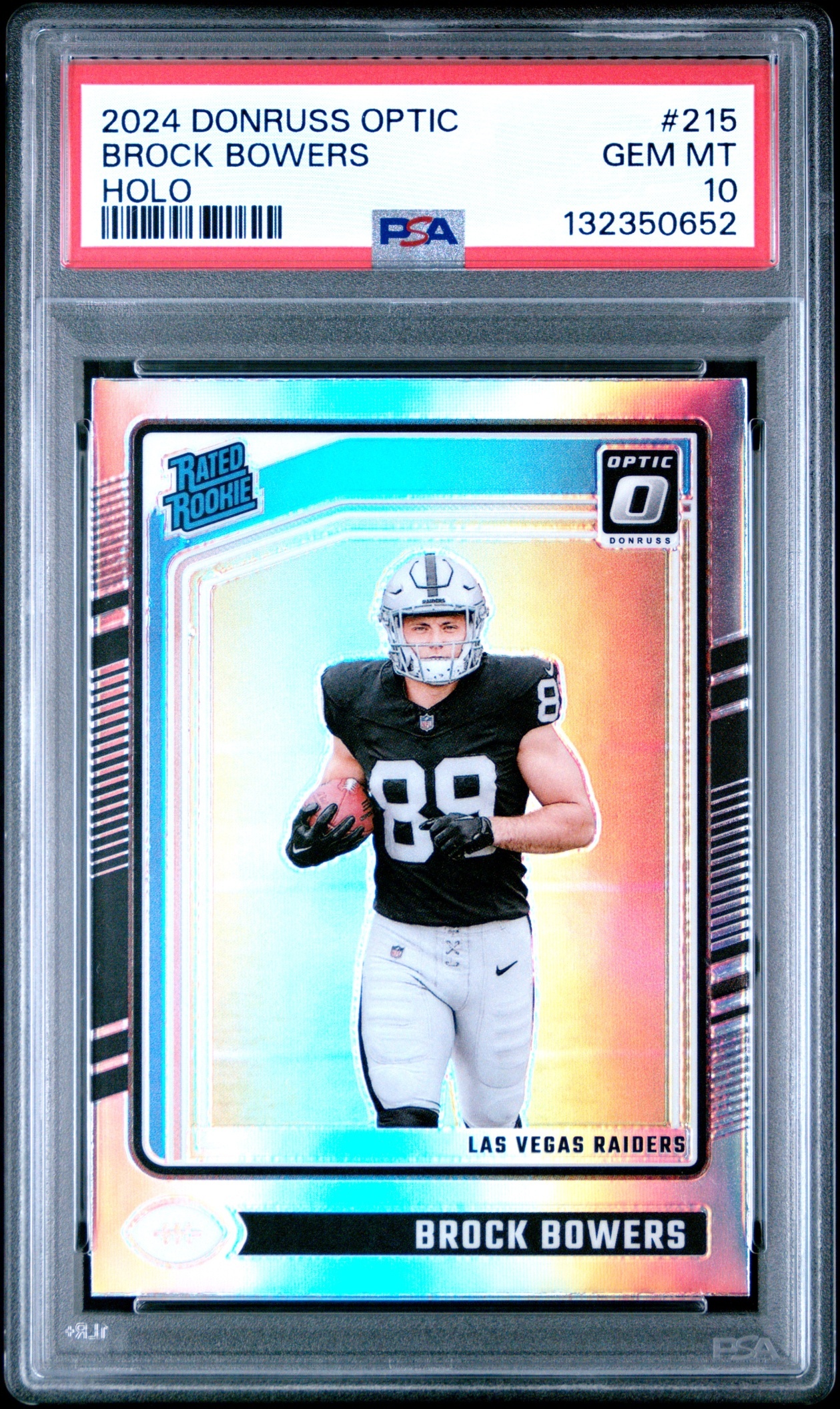 Card image for 2024 Panini Donruss Optic Brock Bowers Holo #215 Rated Rookie Raiders