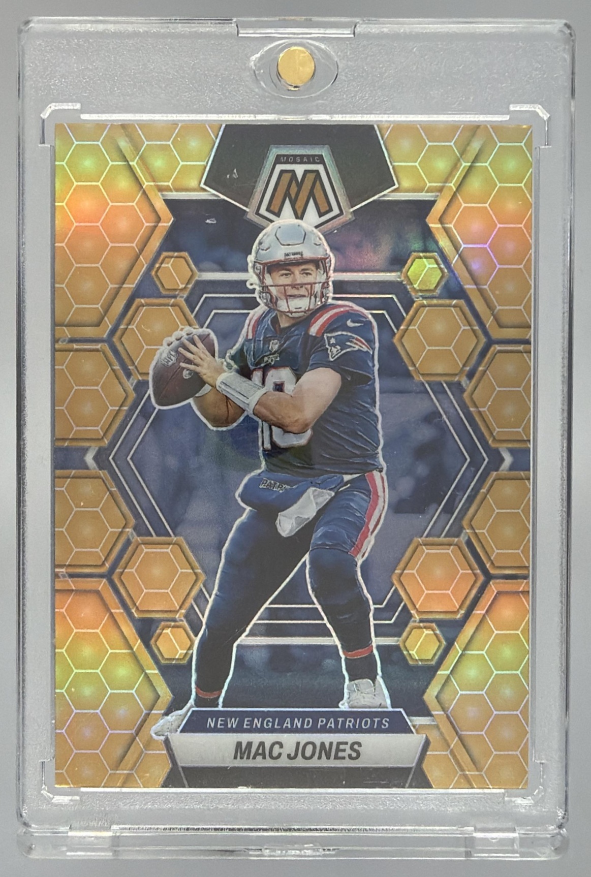 Card image for 2023 Panini Football Mosaic Mac Jones Honeycomb #160 New England Patriots