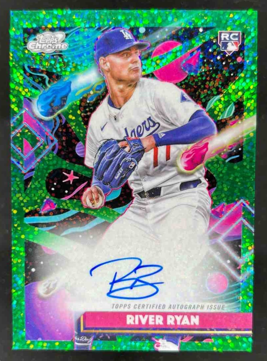 Card image for River Ryan 2025 Topps Cosmic Chrome Auto Green Space Dust Refractor /75