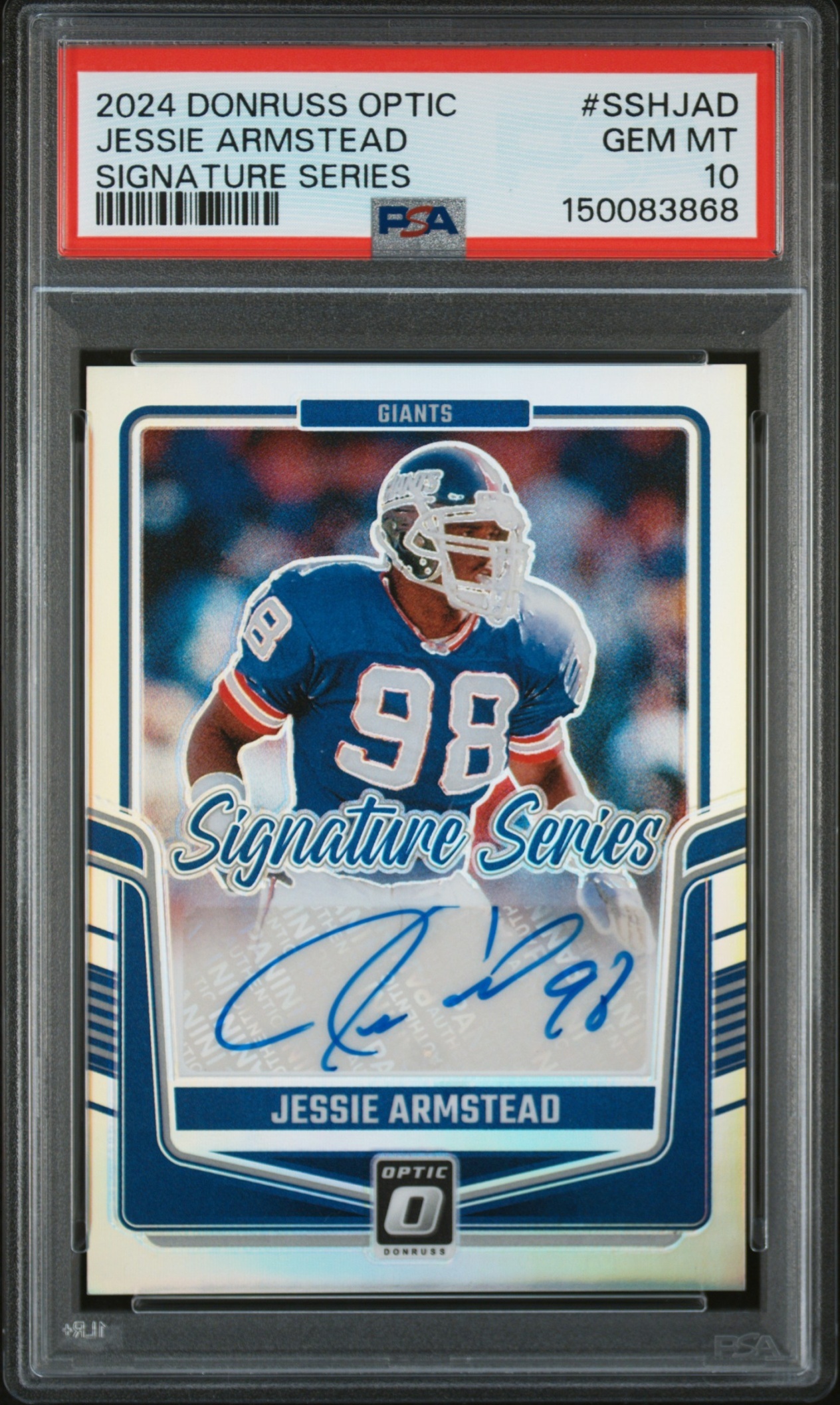Card image for 2024 Panini Donruss Optic Jessie Armstead Signature Series Holo #SSH-JAD Auto Giants