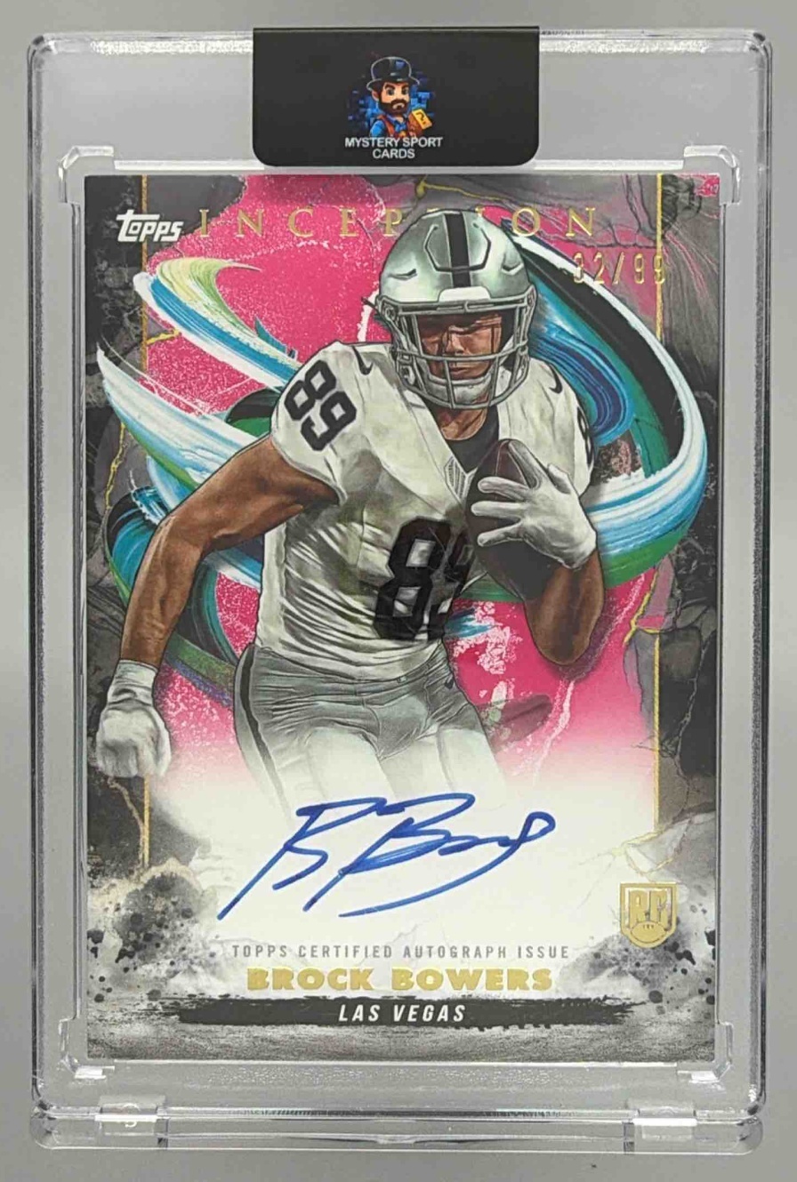 Card image for 2024 Topps Inception Brock Bowers Rookie Auto Magenta /99 #RA-BB RC Raiders
