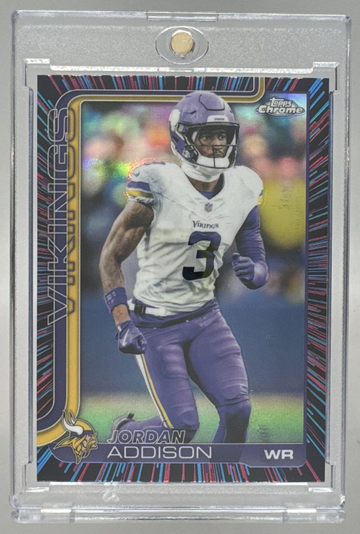 Card image for 2025 Topps Football Chrome Jordan Addison #202 Minnesota Vikings